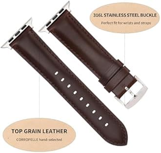CORROPELLE Leather Watch Straps Compatible with Apple Watch 49mm 46mm 45mm 44mm 42mm 41mm 40mm 38mm, Top Grain Leather Replacement Straps for iWatch Series 11 10 9 8 7 6 5 4 3 2 1 SE3/2/1 Ultra3/2/1