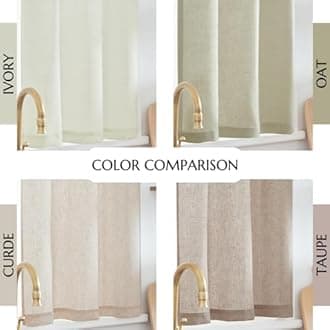 jinchan Linen Textured 24 Inch Long Tier Curtains for Kitchen, 30"W x 24"L, Crude