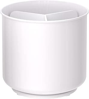 Cooler Kitchen Extra Large and Sturdy White Rotating Utensil Holder with No-Tip Weighted Base, Removable Divider, and Gripped Insert | Rust Proof and Dishwasher Safe Utensils Holder and Cutlery Holder