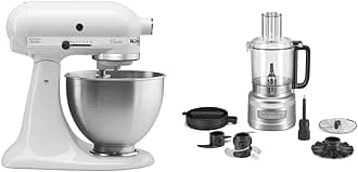 Classic Series 4.5 Quart Tilt-Head Stand Mixer K45SS, White & 9 Cup Food Processor - KFP0921