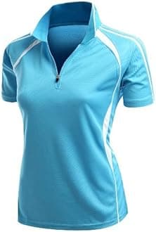 Women's Coolmax 2 Tone Collar Zipup Polo T-Shirt
