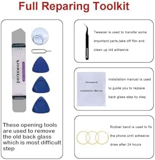 Back Glass Replacement for Samsung Galaxy S20 Ultra with Reparing Tool kit (Cosmic Black)