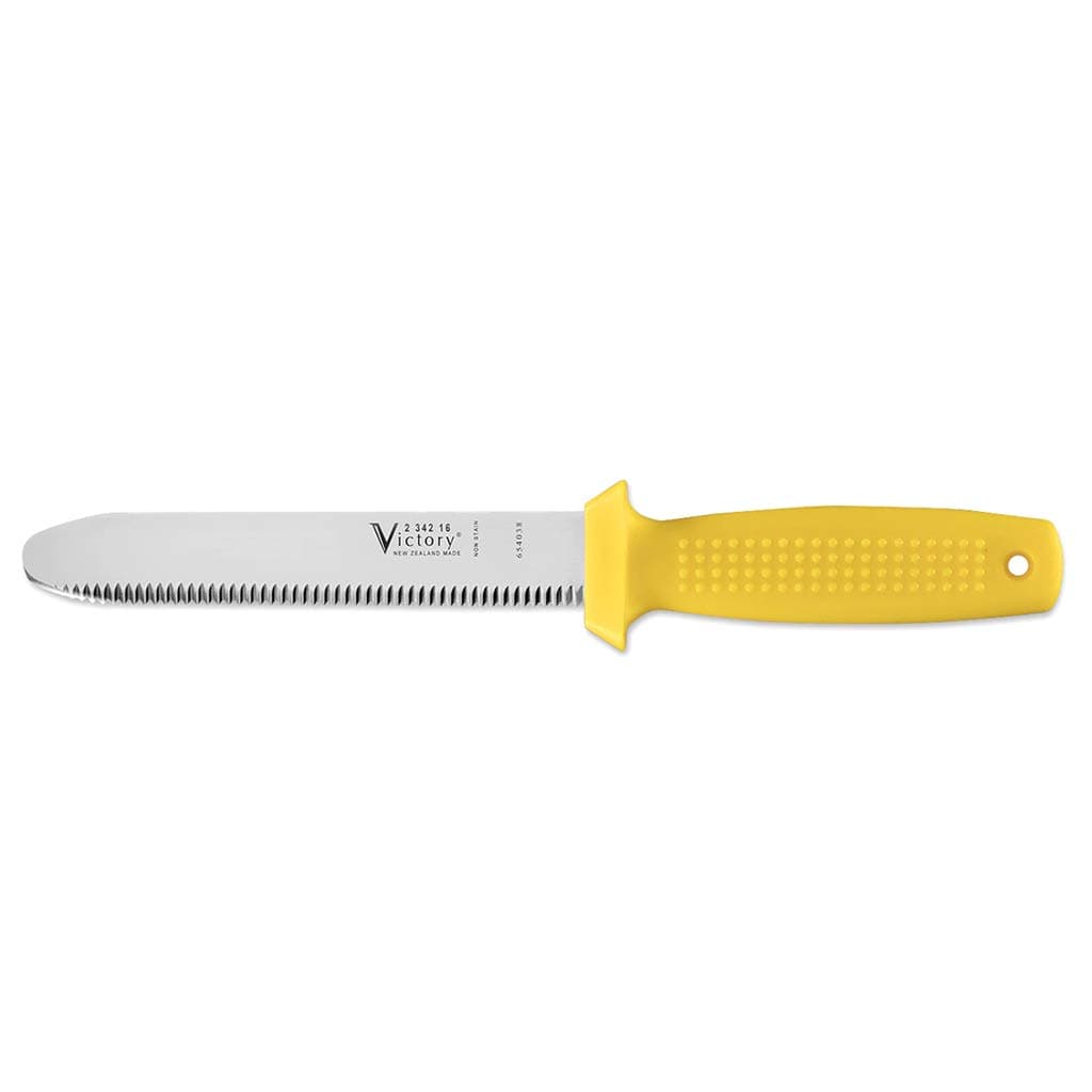 Diving Knife Set: Stainless Blunt-Tip Blade, Yellow, Plus Harness Sheath