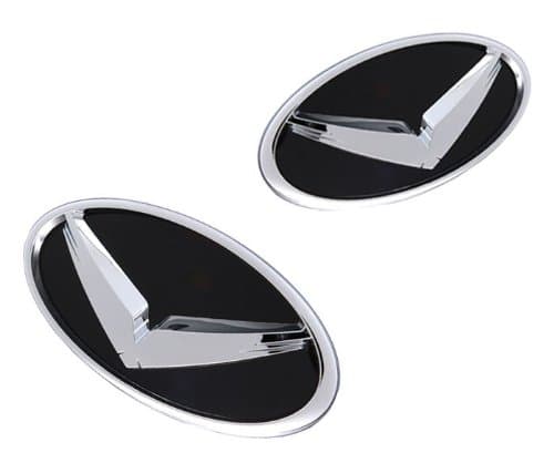 Front Hood Grill Rear Trunk V Eagle Emblem Badge 2-pc Set For 2008 2009 2010 2011 2012 2013 Kia Soul