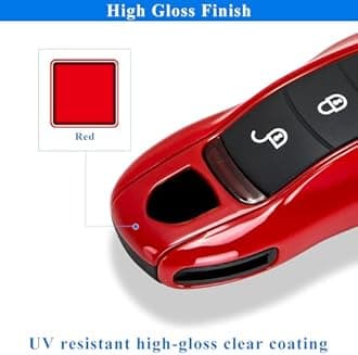 AeroBon 3-Piece Painted Key Cover Key Fob Shell Cover Compatible with Porsche Key Shell, Key Shell Replacement (MK1, Red)