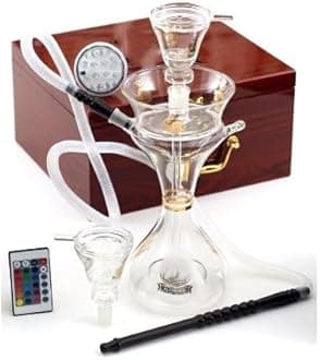 Generic Premium 15inch Glass Shisha Hookah Remote LED In Wooden Case