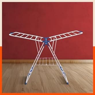Bathla Foldable Clothes Drying Stand - Neo | 26 Drying Rails - 45 Feet Drying Length | Lightweight, Alloy Steel | Navy Blue | 2 Year Warranty