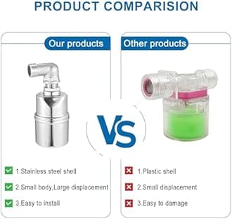 Mornajina 1/2" 3/4" 1" Automatic Float Valve, 304 Stainless Steel Fully Automatic Water Level Control Float Valve, Auto Shut Off Ball Mini Float Valve for Pool, Fish Tank, Livestock Troughs, Pond