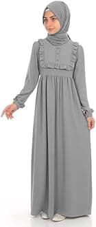Muslim Closet� Abaya for Young Girls Age Below 14 Years | Kids Abaya with Ruffled Design over chest | Baby Girl Burqa Design (MC-KRFL001)