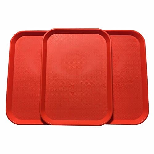 Decornt Serving Tray Platter; Made of Premium Plastic; Rectangular Shape for Serving Breakfast Drinks Dinner Tea Coffee Snacks; Red Colour; Set of 3