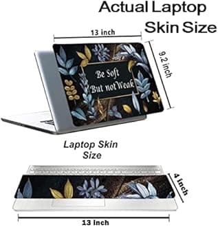 Inkykart Floral D25 Top+Wrist Pad Vinyl Laptop Skin/Sticker/Cover for 14 Inches Laptops Laminated-Removable-HD Quality Compatible for Hp-Dell-Sony-Lenovo-Asus etc.(13.8x9.6 Inches)