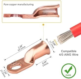 8pcs 4/0 Awg - 1/2" (M12) Sanuke Wire Lugs Ring Terminal Connectors Ends Heavy Duty for Battery Cable Lug Wire Electrical Eyelets with 3:1 Dual Wall Adhesive Heat Shrink