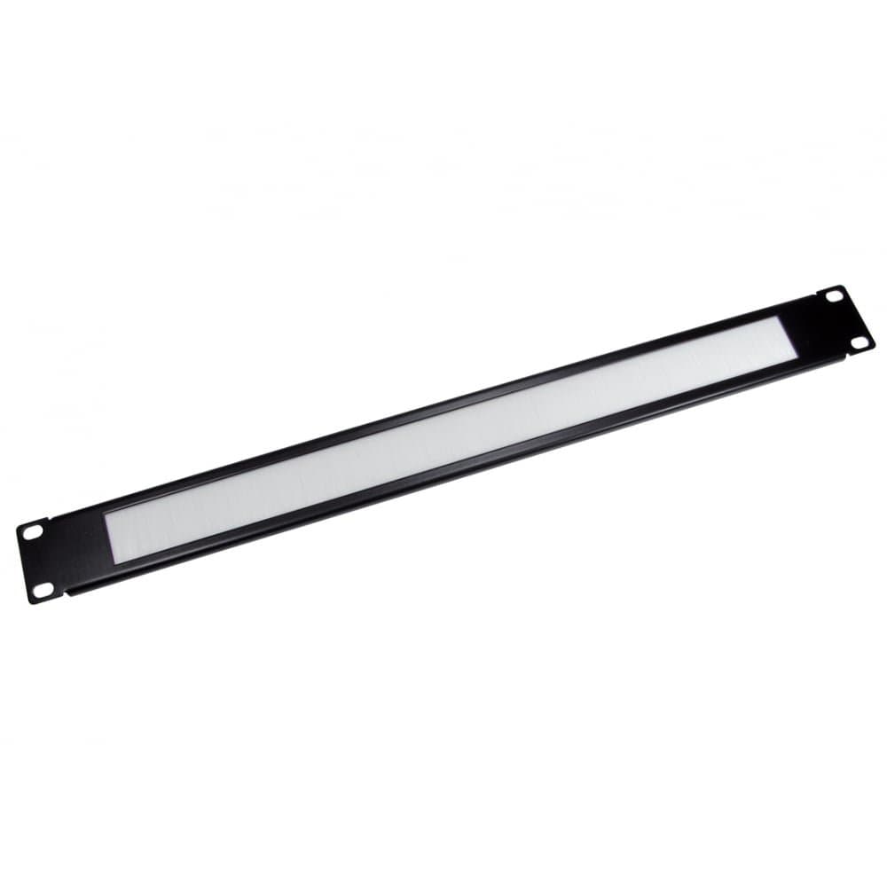 19" Rack Mount Brush Plate 1u Size 1.6mm Solid Metal Black Finish White Brush