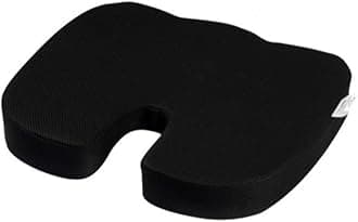 Wakefit Orthopedic Coccyx Cushion | Memory Foam Support for Lower Back, Tailbone & Sciatica Relief | Chair & Car Use | Ergonomic Design | Ideal for Under 60 Kg Weight - Black