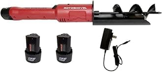 Powered Handheld Shovel with Auger & Safety Shutoff for Gardening, Landscaping & Planting - Includes 2 Rechargeable 12V Batteries & 1 Charger