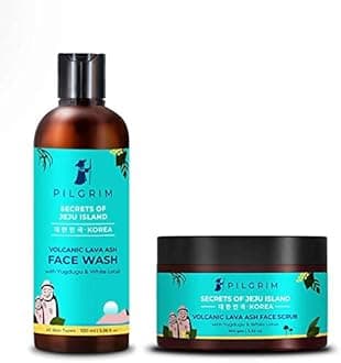 Jeju Skin Refining Combo| Deep Cleansing, Boosts Circulation | Anti- Ageing | Volcanic Lava Ash Face Wash 100ml, Face Scrub 100g | All Skin type | Vegan | Men & Women | Korean Beauty Secrets