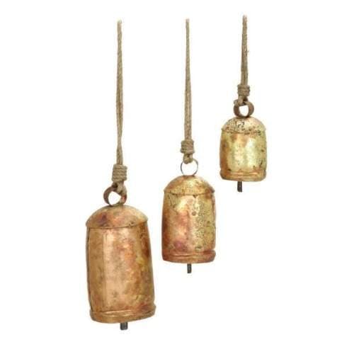 Rustic Iron Noah Temple Bells Set Metal Clapper Rope Hanger Yard Tree Vintage Chime