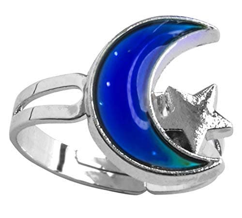 Mood Ring Moon Star Changing Color Emotion Feeling Finger Ring with Box