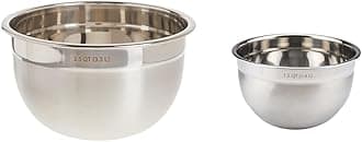 Tovolo Stainless Steel Deep Mixing Kitchen Metal Bowls Baking Marinating Dishwasher Safe Bundle, 3-1/2-Quart and 1.5-Quart