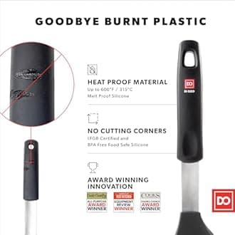DI ORO® Spatulas for Cooking - Silicone Spatulas for Cooking Heat-Resistant up to 315° - Fish Slice for Non Stick Pans BPA Free - Flexible & Sturdy Wide Kitchen Turner Spatula for Pancakes & Eggs