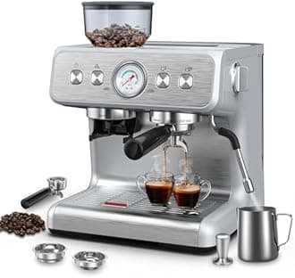 Electactic Professional Espresso Coffee Machine with Built-in Grinder, 15 Bar with Milk Froth, Stainless Steel with Removable Water Tank