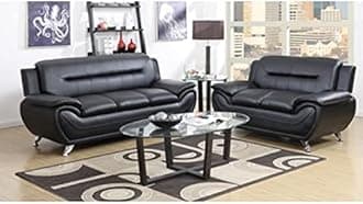 Fabrique Visionary 3+2 Leatherette 5 Seater Sectional Sofa Set | Luxurious & Comfortable Furniture for Home Office & Living Room | 4 Year Warranty | Easy to Move with Stainless Steel Legs | Black
