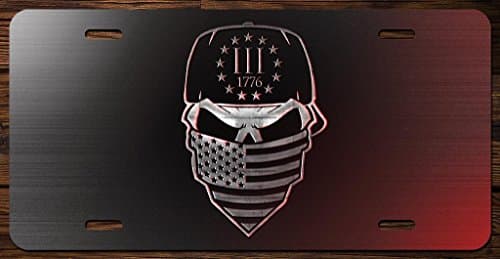 Black 1776 Skull Vanity Front License Plate Tag Printed Full Color KCFP073