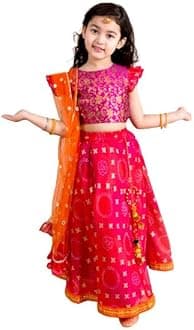 Pspeaches Girl's Polyester Lehenga Choli