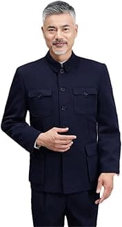 Men's Zhongshan China Style Jacket Solid Color Single Breasted Lapel Casual Long-Sleeved Coat
