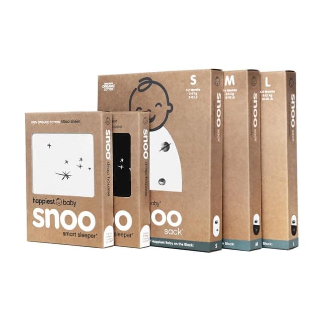 The Big Bundle 100% Organic Cotton - Includes 3 SNOO Sacks and 2 SNOO Bassinet Fitted Sheets (Black & White)