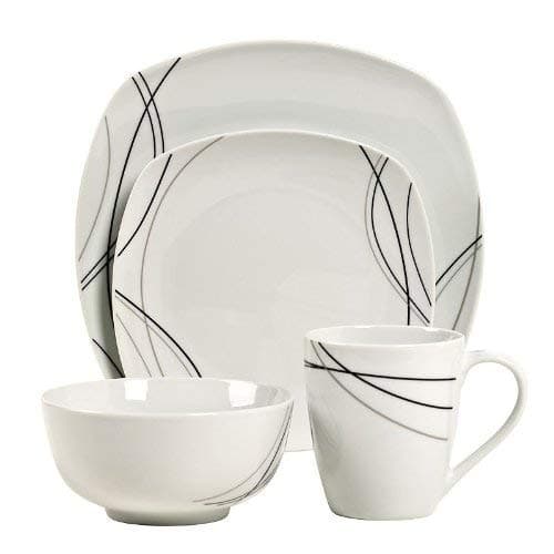 Gallery Alec Square 16-pc. Porcelain Dinnerware Set, White/Black