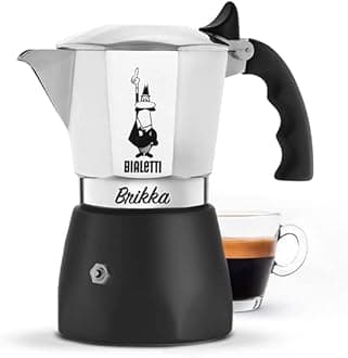 coffee machine New Brikka, 2 cups (100ml), creamy espresso like in the bar, not suitable for induction cookers, measuring cup included, anti-scalding handle, elegant design, aluminium
