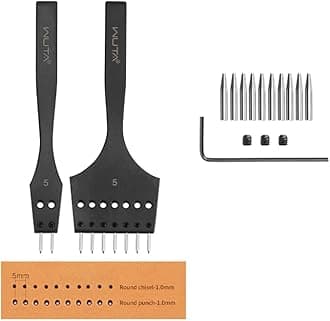 WUTA Leather Stitching Punch, 3nd Removable Leather Punch Tool, Professional Working Hand Tool Set for DIY Leather Craft（5mm- 2+7 Hole）