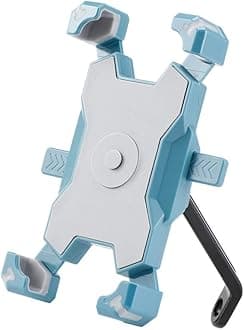 Motorcycle Phone Mount, 360° Rotation Motorbike Phone Holder Moped Scooter Rearview Mirror Holder Mount Anti Shake Universal for 4.0-6.8 Inch Smartphone - Adjustable – Quick Release – Cyan