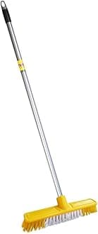 HIC Floor cleaning Tuffy Brush with tough bristels & plastic coated long sturdy rust proof rod for all kind of floors Comfortable Grip, Hard Bristles & Heavy Duty Deep Scrub for Tile,Bathroom,Kitchen