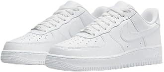 BADLAV Classic Low-Top White Leather Sneakers, Perforated Design, Lace-up Athletic Shoes (B-5101)