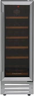 Russell Hobbs Freestanding or Integrated Large Beer, Drinks & Wine Cooler with Glass Door, 18 Bottle Capacity, Stainless Steel RHBI18WC1SS