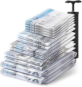 Vacuum Seal Bags for Clothing Travel, 12 Combo - Space Saver Vacuum Storage Bags, Blanket & Clothes Storage Bags Vacuum Sealed – Hand Pump Included, Bolsas Para Guardar Ropa Al Vacío