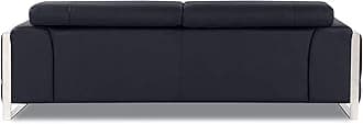 BlackJack Furniture Gianni Top Grain Italian Leather Sofa with 9-Position Adjustable Headrests, Contemporary Geometric Pattern, Chrome Hardware & Durable Hardwood Frame, Black