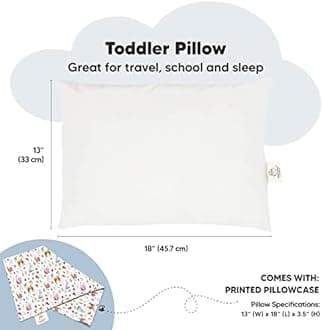 Toddler Pillow with Pillowcase - 13x18 My Little Dreamy Pillow - Organic Cotton Toddler Pillows for Sleeping, Kids Pillow, Travel Pillows for Sleeping, Mini Pillow, Toddler Bed Pillows (Forest)