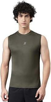 ATICX Men's Polyester Sports Sleeveless T Shirt - Gym Vest, Workout Sando, Training Tank Top, Cut Sleeves Quick Dry Tee for Running, Swimming, Badminton, Fitness & Sports