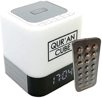 Quran CubeⓇ LED X - Remote control, 5 Times Adhan, Multicoloured Touch Lamp, Quran Speaker, 31 Reciters, Memorisation Mode
