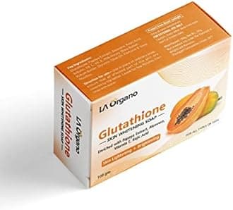 LA Organo Glutathione Papaya Skin Whitening Soap, with Vitamin E & C for Skin Lightening & Brightening, Dark Spot and Dead Skin Cell Removal, Fairness Soap For All Skin Type (Pack of 5)