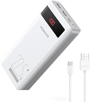 ROMOSS30000mAh Power Bank, 22.5W Type C PD Fast Charge Portable Charger with 3 Outputs and 3 Inputs, Huge Capacity External Battery Pack Compatible with iPhone, iPad Pro, Samsung and More (Sense8PF)