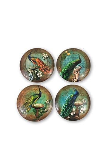 Set of 4 Peacock Wood Cabinet Knobs