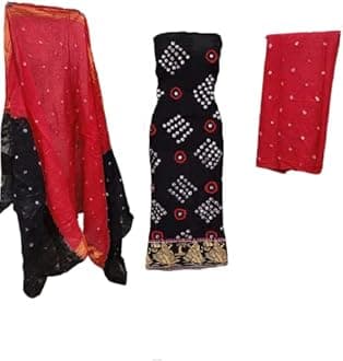 Dharmik Fashion women's jaipuri bhandhani cotton suit dress material