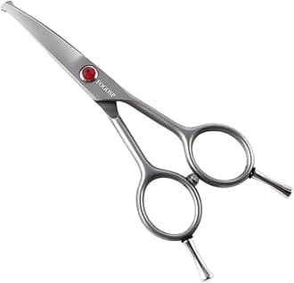 4.5" Curved Dog Scissors for Grooming Face and Paws with Safety Round Tip for Small Dogs Face Paw Ears Trimmer Professional Small Cat Grooming Shears (4.5" Curved, Gray)