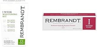 REMBRANDT 1 Week Teeth Whitening Kit with 28 Strips + 2 Tubes Intense Stain Whitening Toothpaste
