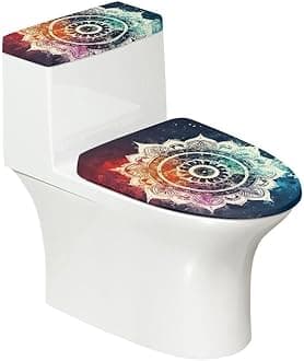 Daulesho Starry Sky Mandala Toilet Seat Lid Cover Colorful Galaxy Mandala Toilet Tank Replacement Toilet Cover Set Starry Night Geometric Floral for Bathroom Home Decor Accessories