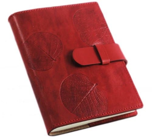 Moeda Impresso Refillable Leather Journal in Red, 5 x 7 Inches (JRMOE101NRE)